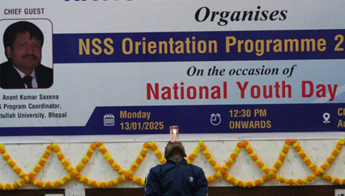 NSS Volunteer Adarsh Dhakad presenting Fire Yoga on NSS Youth Day (12.01.2024)