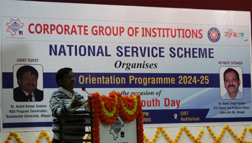 Dr Anant Saxena, NSS Program Coordinator, delivered a speech on NSS Youth Day (12.01.2025)